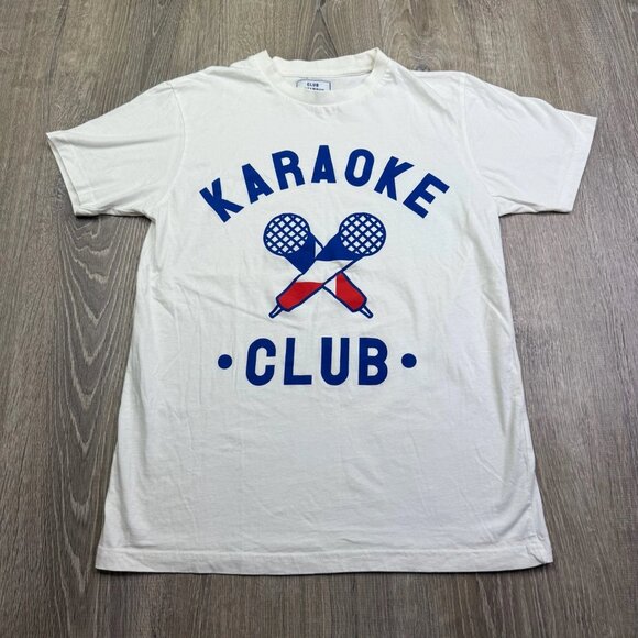 Club Petanque Paris Mens White Karaoke Club Graphic Crew Neck T-Shirt Size XS - Picture 2 of 10